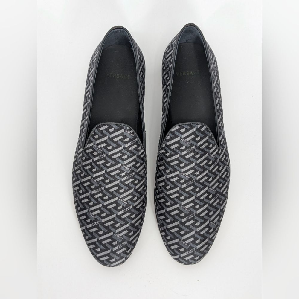 Versace Designer Black Patterned Women's Loafers